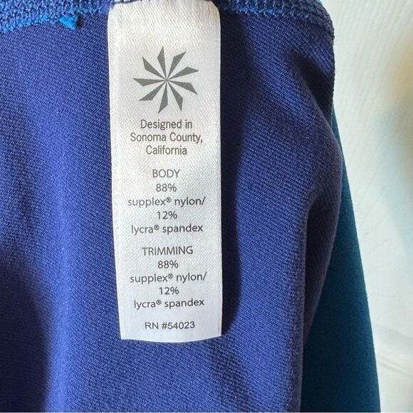 NWT Athleta High Rise Luma Chaturanga Capri XL Leggings Colorblock Navy Green - Picture 9 of 12